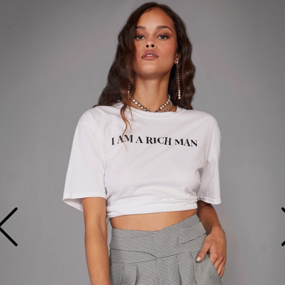 I Am A Rich Man Cropped Tee NWT